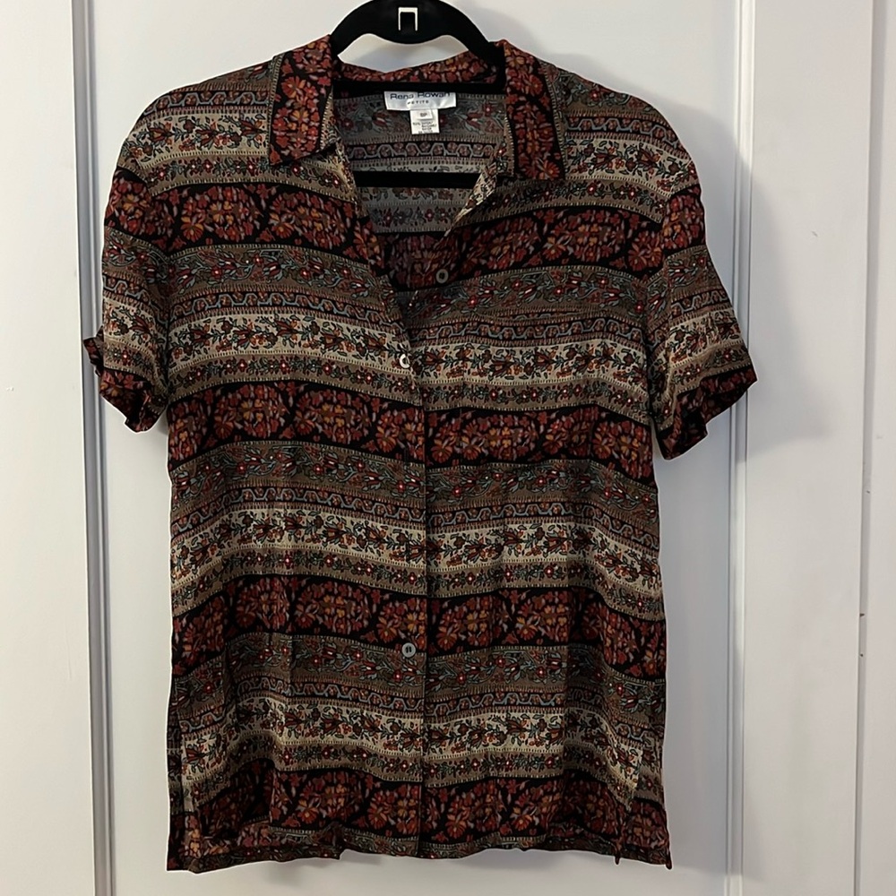 Rena Rowan Petite (8P) Short-Sleeved Button Down Blouse